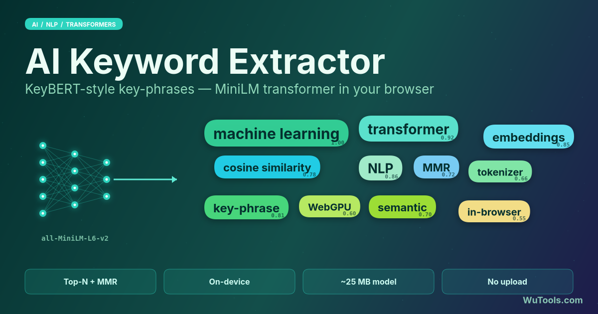 AI Keyword Extractor — Free AI keyword extractor. Paste text, get the most representative keywords and key-phrases using sentence-transformers