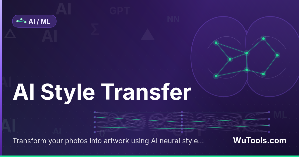 Transfert de Style AI — Transformez vos photos en œuvres d'art avec le transfert de style neural AI. Appliquez des styles de peintures célèbres