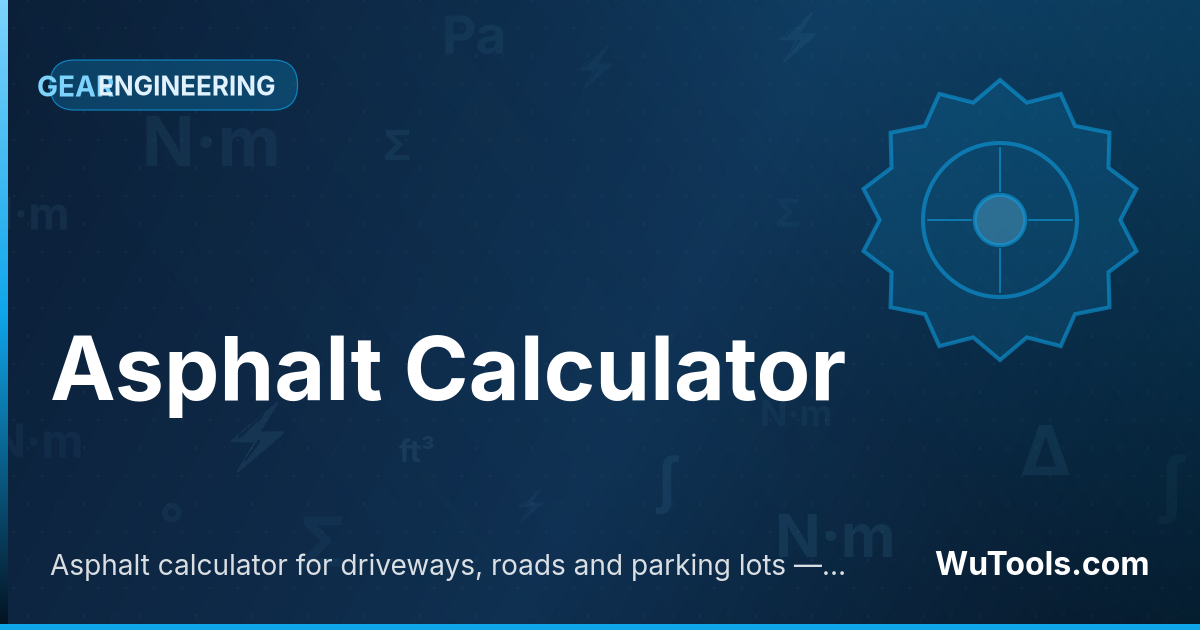 Calculadora de Asfalto — Calculadora de asfalto para garagens, estradas e estacionamentos. Estime metros cúbicos, toneladas e custo conforme área