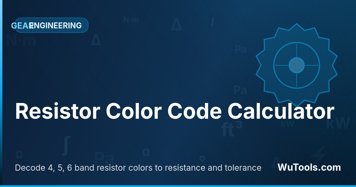 Resistor Color Code Calculator — Decode 4, 5, 6 band resistor colors to ohm value and tolerance, reverse-lookup E12/E24/E48/E96 parts, and check power ra