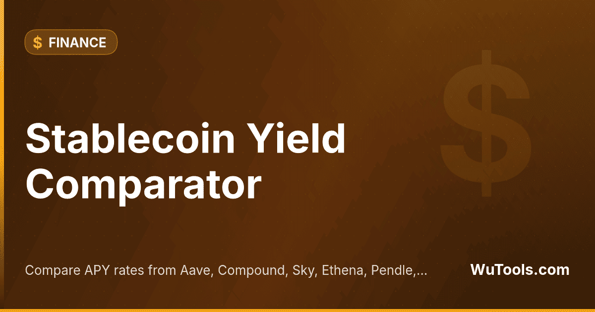 Stablecoin Yield Comparator — Compare APY rates from Aave, Compound, Sky, Ethena, Pendle, Coinbase and more side by side, with risk-adjusted ranking,