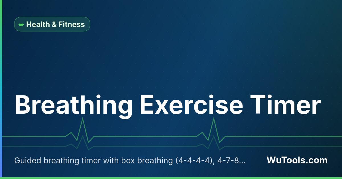 Temporizador de Ejercicios de Respiración — Temporizador de respiración guiado con box breathing (4-4-4-4), relajante 4-7-8, energizante 4-2-4 y calmante 4-4-6. Red