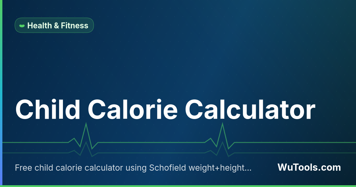 Calculadora de Calorias para Crianças — Calculadora gratuita de calorias para crianças com a equação de Schofield (peso+altura). Obtenha TMB, TDEE, calorias rec