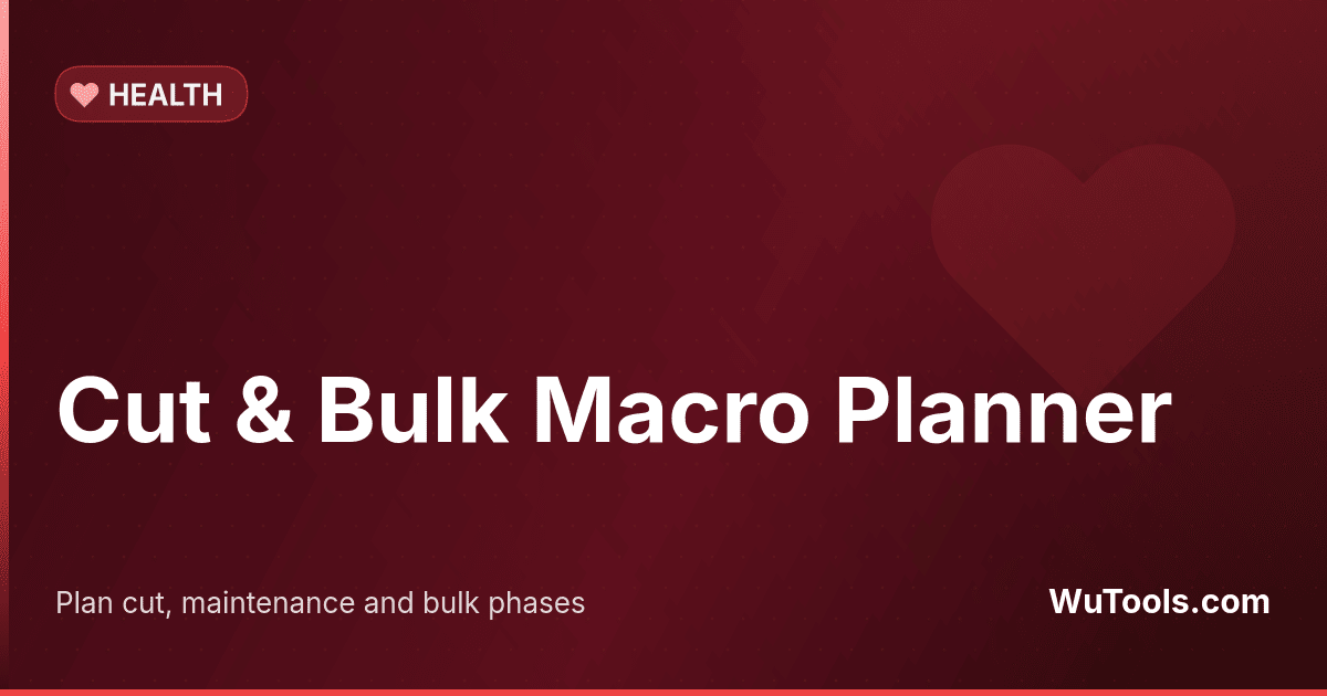 Planejador de Macros Cut e Bulk — Planeje fases de cutting, manutenção e bulking. TDEE Mifflin-St Jeor, macros com proteína prioritária, divisão em 3-6 re