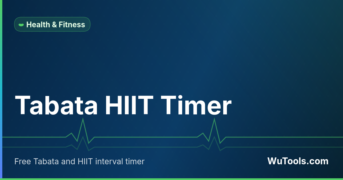 Temporizador Tabata HIIT — Temporizador gratuito Tabata e HIIT online. Preajustes 20/10 × 8, 30/30, 45/15 o personalizado, con avisos de audio y co