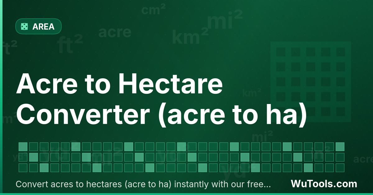 Convertisseur de Acre vers Hectare — Convertir acres vers hectares gratuitement. 1 acre = 0.40468564 ha. Convertisseur précis avec formule, exemples et table