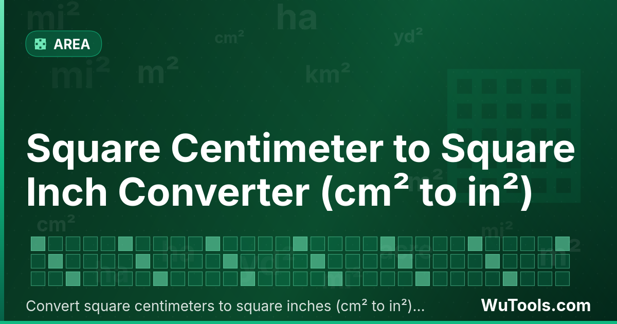 Convertisseur de Centimètre Carré vers Pouce Carré — Convertir centimètres carrés vers pouces carrés gratuitement. 1 cm² = 0.15500031 in². Convertisseur précis avec formule,