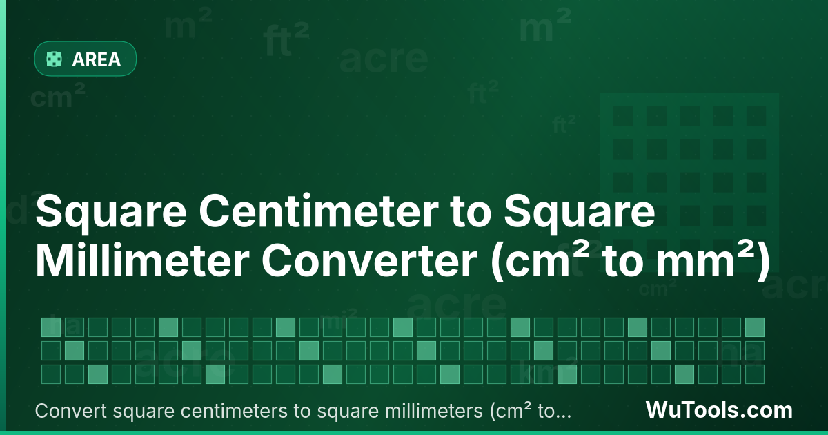 Convertisseur de Centimètre Carré vers Millimètre Carré — Convertir centimètres carrés vers millimètres carrés gratuitement. 1 cm² = 100 mm². Convertisseur précis avec formule, e