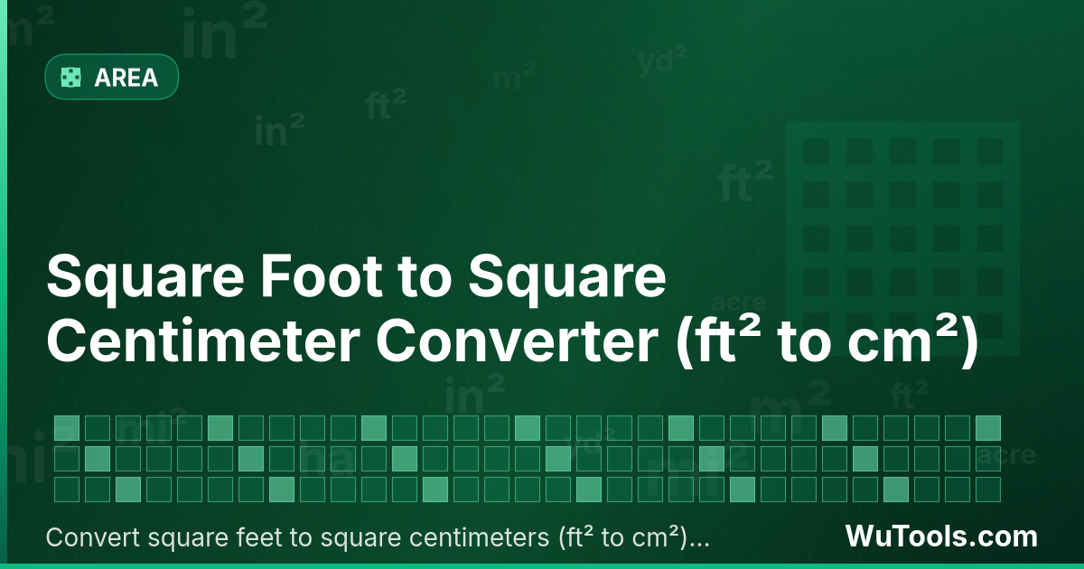 Conversor de Pé Quadrado para Centímetro Quadrado — Converta pés quadrados para centímetros quadrados grátis. 1 ft² = 929.0304 cm². Conversor preciso com fórmula, exemplos