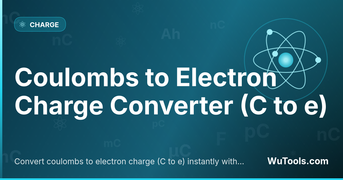 Conversor de Coulombs para Carga Eletrônica — Converta coulombs para carga eletrônica (C para e) instantaneamente com nosso conversor online gratuito. Resultados prec