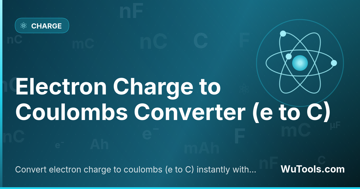 Conversor de Carga Eletrônica para Coulombs — Converta carga eletrônica para coulombs (e para C) instantaneamente com nosso conversor online gratuito. Resultados prec