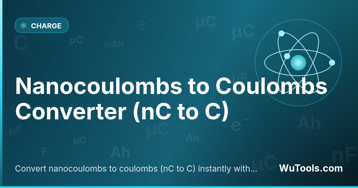 Convertisseur Nanocoulombs en Coulombs — Convertissez les nanocoulombs en coulombs (nC en C) instantanément avec notre convertisseur en ligne gratuit. Résultats