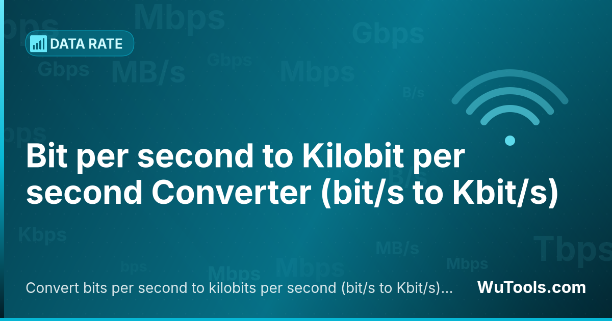 Conversor de Bit por segundo para Kilobit por segundo — Converta bits por segundo para kilobits por segundo grátis. 1 bit/s = 0.001 Kbit/s. Conversor preciso com fórmula, exemp