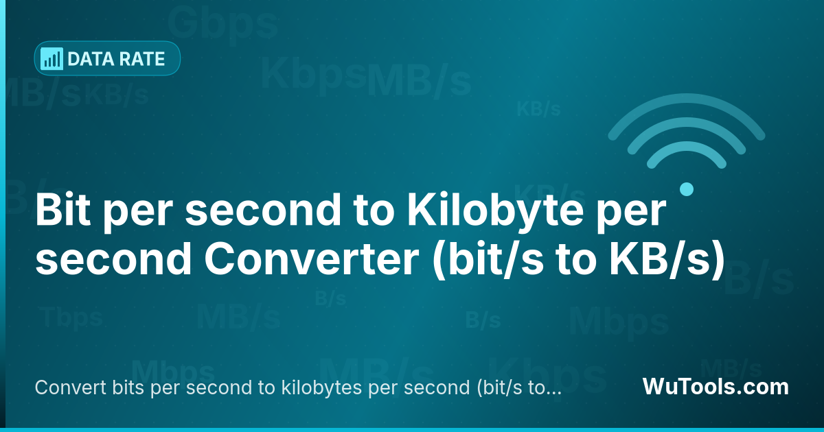 Conversor de Bit por segundo para Kilobyte por segundo — Converta bits por segundo para kilobytes por segundo grátis. 1 bit/s = 0.000125 KB/s. Conversor preciso com fórmula, exe