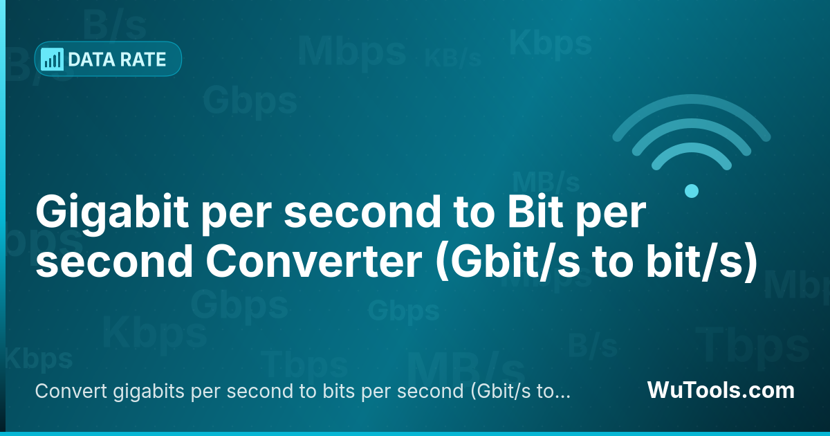 Conversor de Gigabit por segundo para Bit por segundo — Converta gigabits por segundo para bits por segundo grátis. 1 Gbit/s = 1,000,000,000 bit/s. Conversor preciso com fórmul