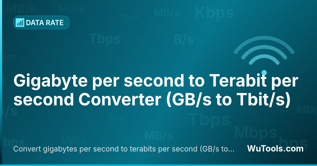 Convertisseur de Gigaoctet par seconde vers Térabit par seconde — Convertir gigaoctets par seconde vers térabits par seconde (GB/s vers Tbit/s) gratuitement. Convertisseur précis en lign
