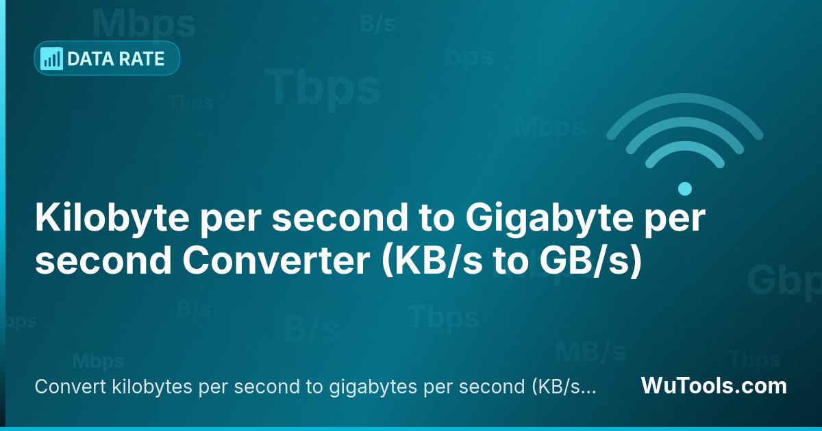Convertisseur de Kilooctet par seconde vers Gigaoctet par seconde — Convertir kilooctets par seconde vers gigaoctets par seconde (KB/s vers GB/s) gratuitement. Convertisseur précis en lign