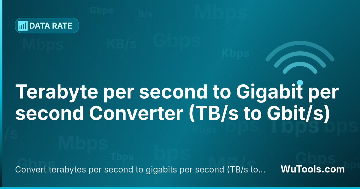 Convertisseur de Téraoctet par seconde vers Gigabit par seconde — Convertir téraoctets par seconde vers gigabits par seconde (TB/s vers Gbit/s) gratuitement. Convertisseur précis en lign