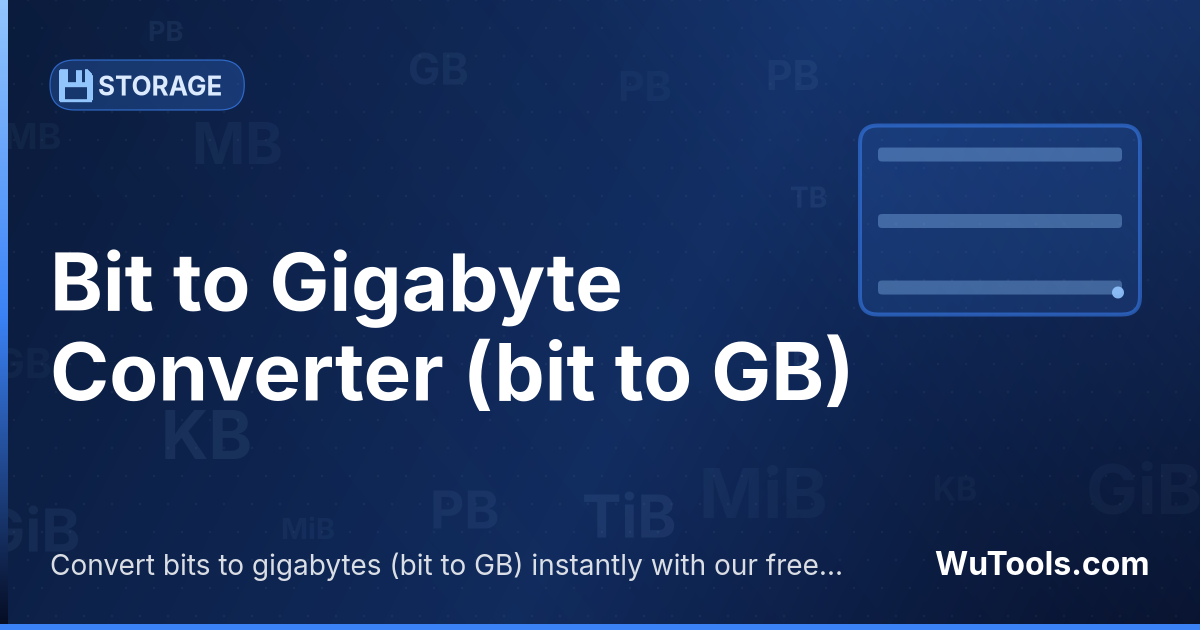 Convertisseur Bit vers Gigaoctet — Convertir bits vers gigaoctets gratuitement. 1 bit = 1.16e-10 GB. Convertisseur précis avec formule, exemples et table d