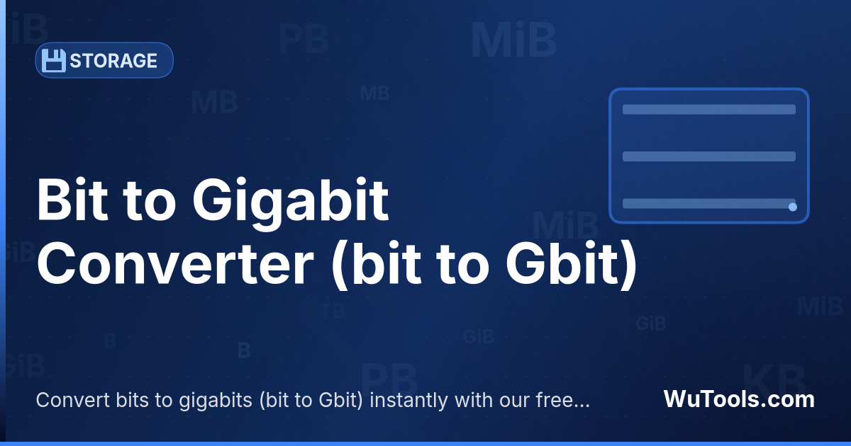 Convertisseur Bit vers Gigabit — Convertir bits vers gigabits gratuitement. 1 bit = 9.31e-10 Gbit. Convertisseur précis avec formule, exemples et table d