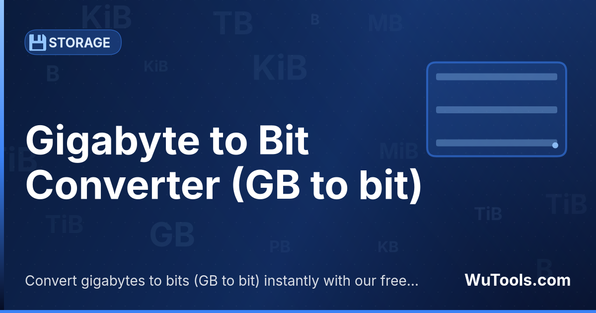 Convertisseur Gigaoctet vers Bit — Convertir gigaoctets vers bits gratuitement. 1 GB = 8,589,934,592 bit. Convertisseur précis avec formule, exemples et ta