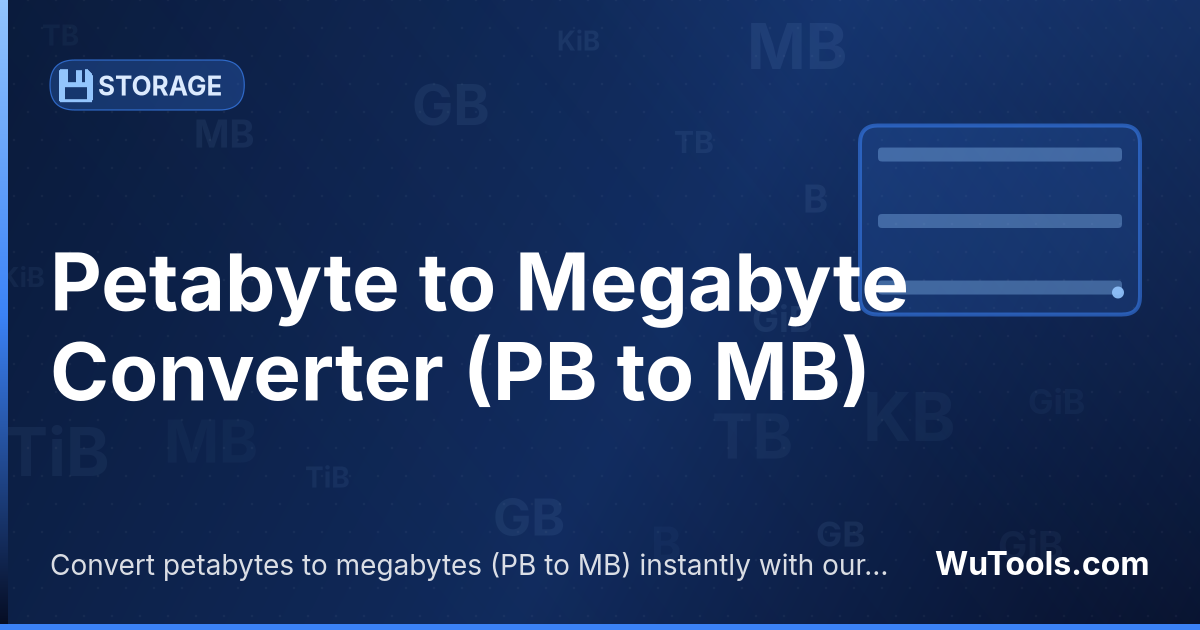 Convertisseur Pétaoctet vers Mégaoctet — Convertir pétaoctets vers mégaoctets gratuitement. 1 PB = 1,073,741,824 MB. Convertisseur précis avec formule, exemples