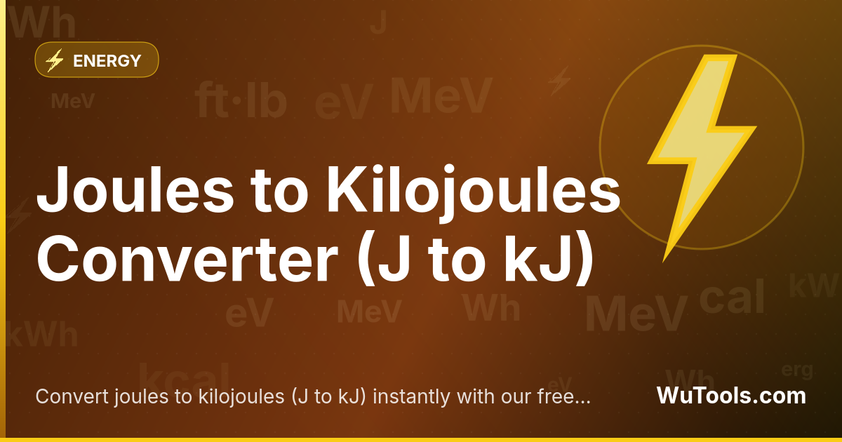 Convertisseur Joules en Kilojoules — Convertissez joules en kilojoules (J en kJ) instantanément : 1 kJ = 1000 J exacts. Pour étiquettes nutritionnelles, chim