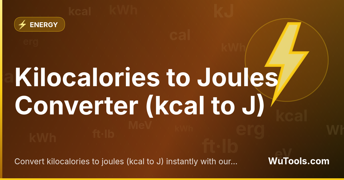 Conversor de Quilocalorias para Joules — Converta quilocalorias para joules (kcal para J) instantaneamente com nosso conversor online gratuito. Resultados precis