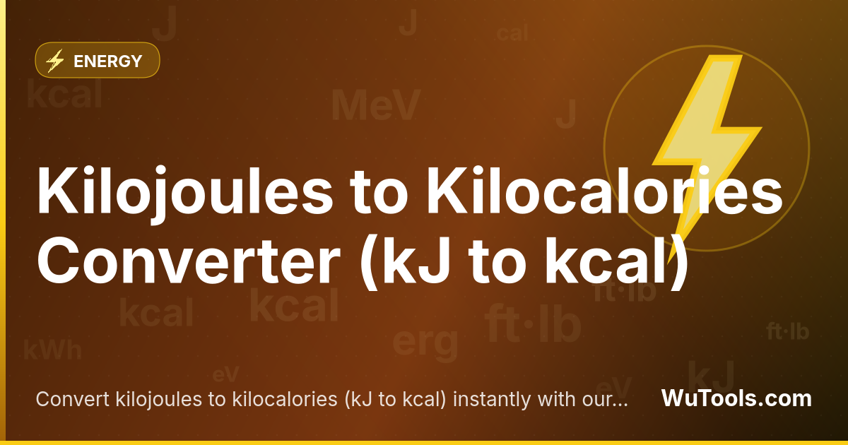Conversor de Quilojoules para Quilocalorias — Converta quilojoules para quilocalorias (kJ para kcal) instantaneamente. Conversão precisa para valores energéticos de a