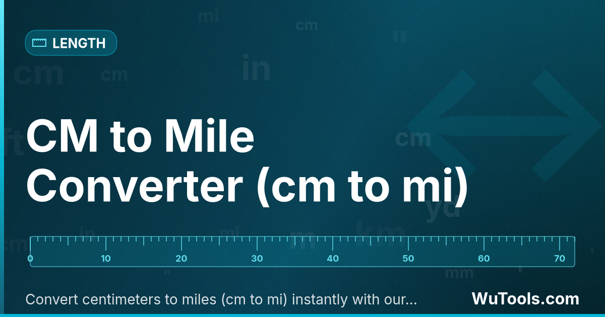 Conversor CM para Milhas — Converta centímetros para milhas (cm para mi) instantaneamente com nosso conversor online gratuito. Cálculos precisos co