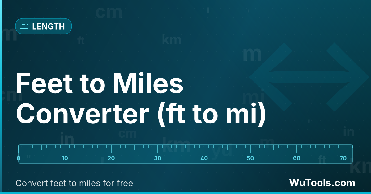 Conversor de Pés para Milhas — Converta Pés para Milhas (ft para mi) instantaneamente com nosso conversor online gratuito. Fórmula 1 mi = 5280 ft preci