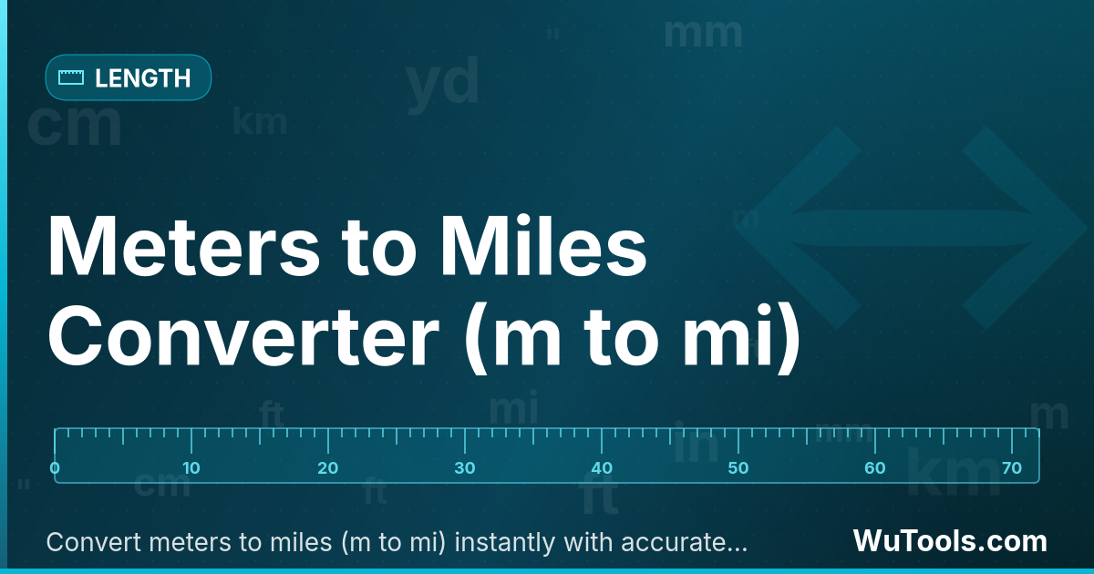 Conversor de Metros para Milhas — Converta metros para milhas (m para mi) instantaneamente: 1 mi = 1609,344 m exatos. Para corridas, distâncias de direção