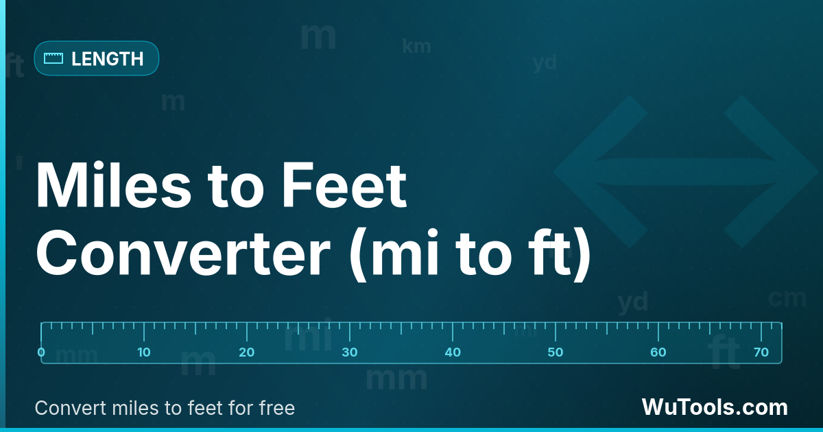 Công Cụ Chuyển Đổi Dặm sang Feet — Chuyển đổi dặm sang feet (mi sang ft) nhanh chóng với công cụ trực tuyến miễn phí. Công cụ chuyển đổi khoảng cách đơn gi