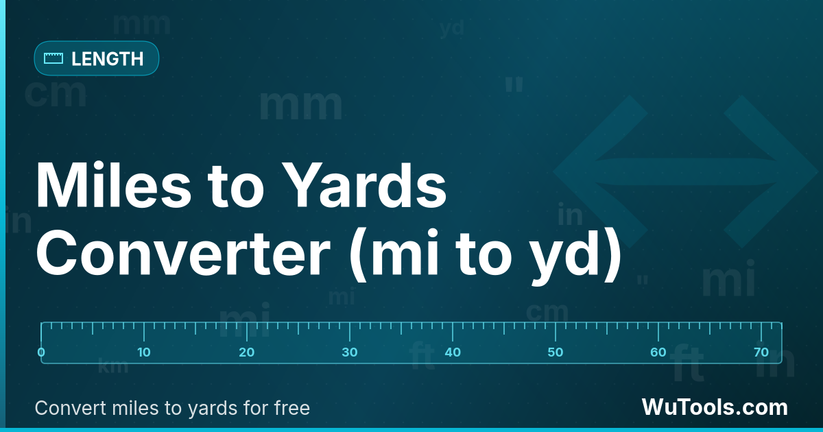 Conversor de Milhas para Jardas — Converta milhas para jardas (mi para yd) instantaneamente com nosso conversor online gratuito. Ferramenta simples de con