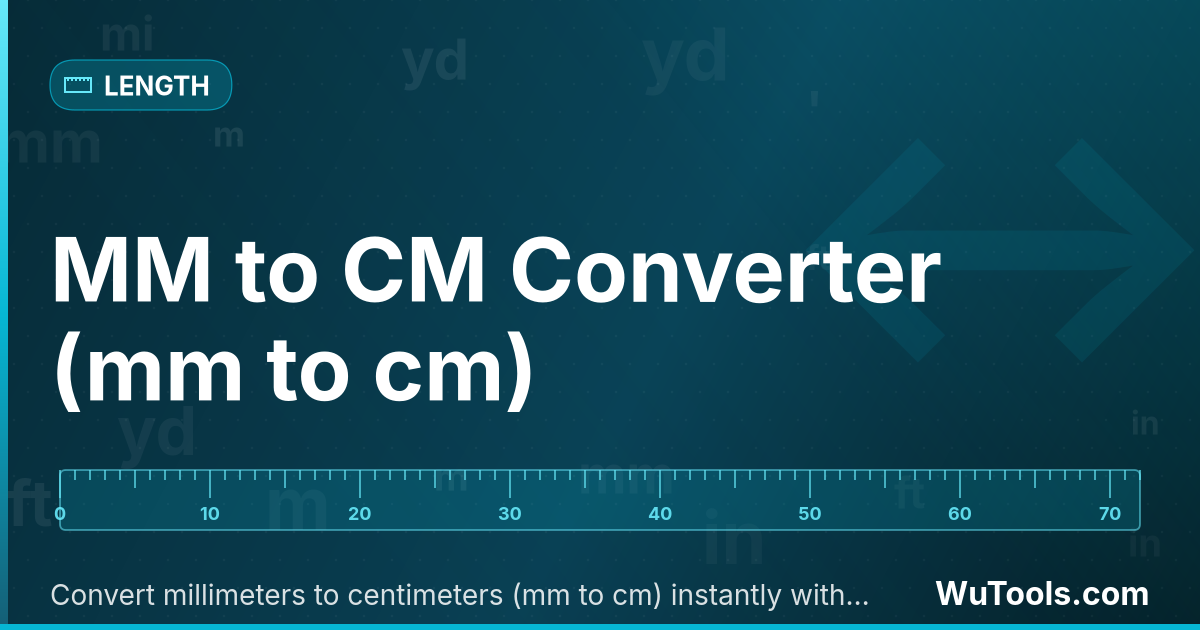 Conversor de MM para CM — Converta milímetros para centímetros (mm para cm) instantaneamente com nosso conversor online gratuito. Resultados preci