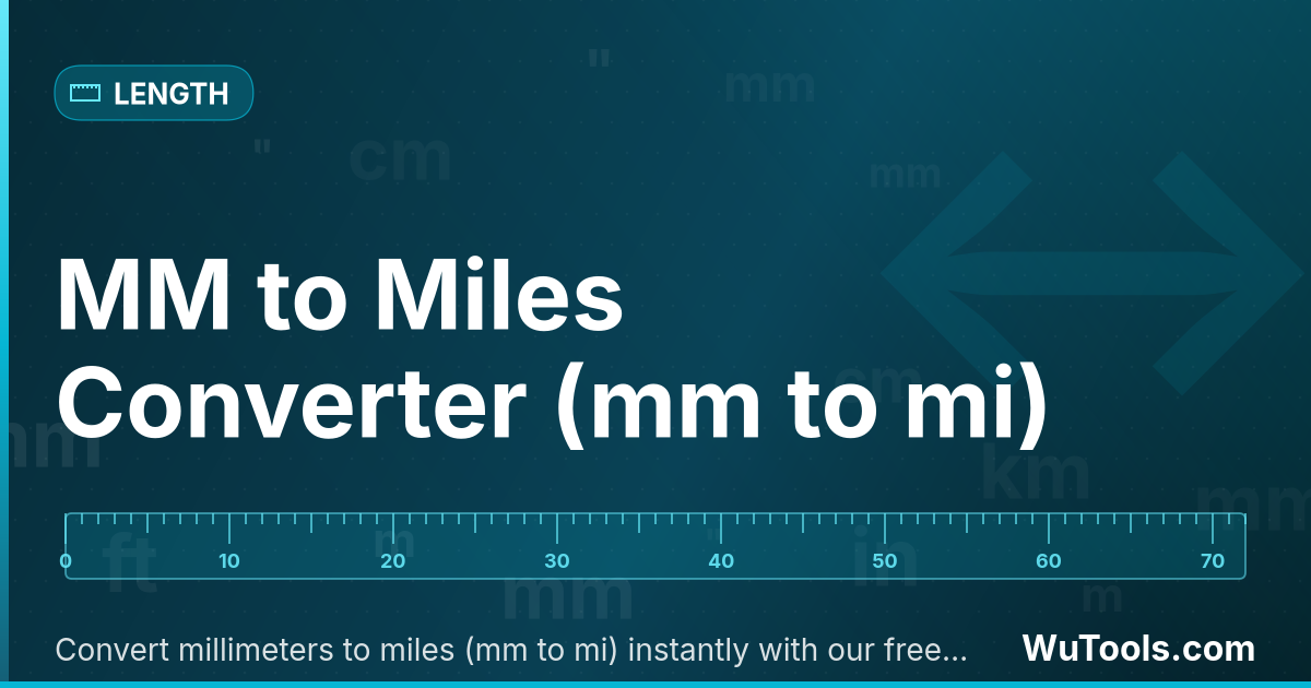 Conversor de MM para Milhas — Converta milímetros para milhas (mm para mi) instantaneamente com nosso conversor online gratuito. Resultados de convers