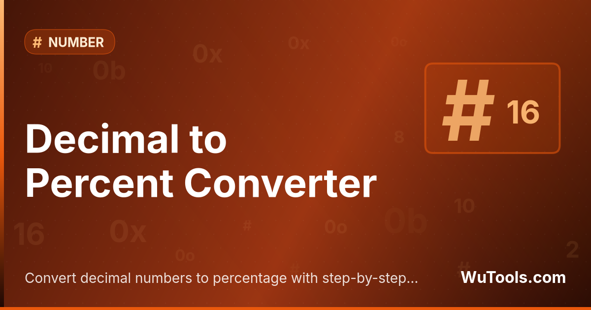 Conversor de Decimal para Porcentagem — Converta números decimais para porcentagem com cálculo passo a passo. Ferramenta de conversão simples e precisa. Convers