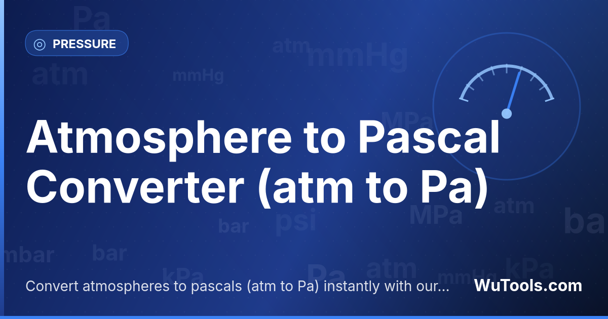 Atmosfera para Pascal — Converta atmosferas para pascais grátis. 1 atm = 101325 Pa. Conversor preciso com fórmula, exemplos e tabela de conversã