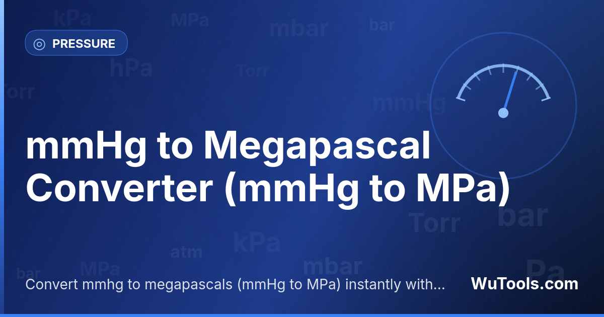 mmHg vers Mégapascal — Convertir mmhg vers mégapascals gratuitement. 1 mmHg = 0.00013332 MPa. Convertisseur précis avec formule, exemples et ta