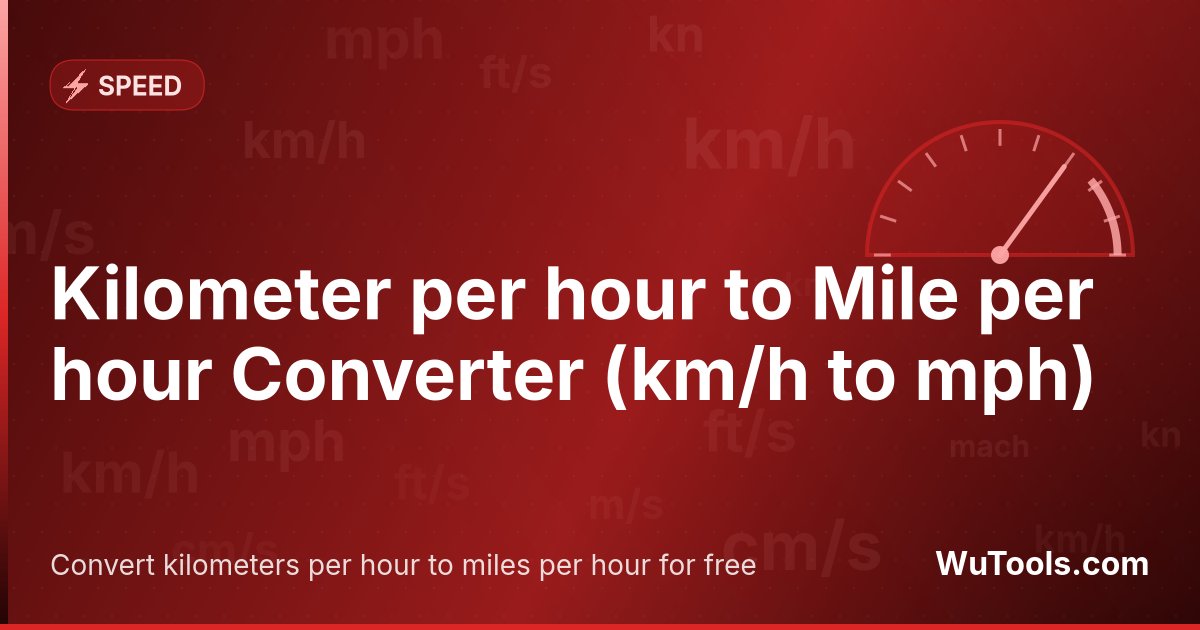 Conversor de Quilômetro por hora para Milha por hora — Converta km/h para mph instantaneamente. Conversor de velocidade online grátis com resultados precisos para quilômetros
