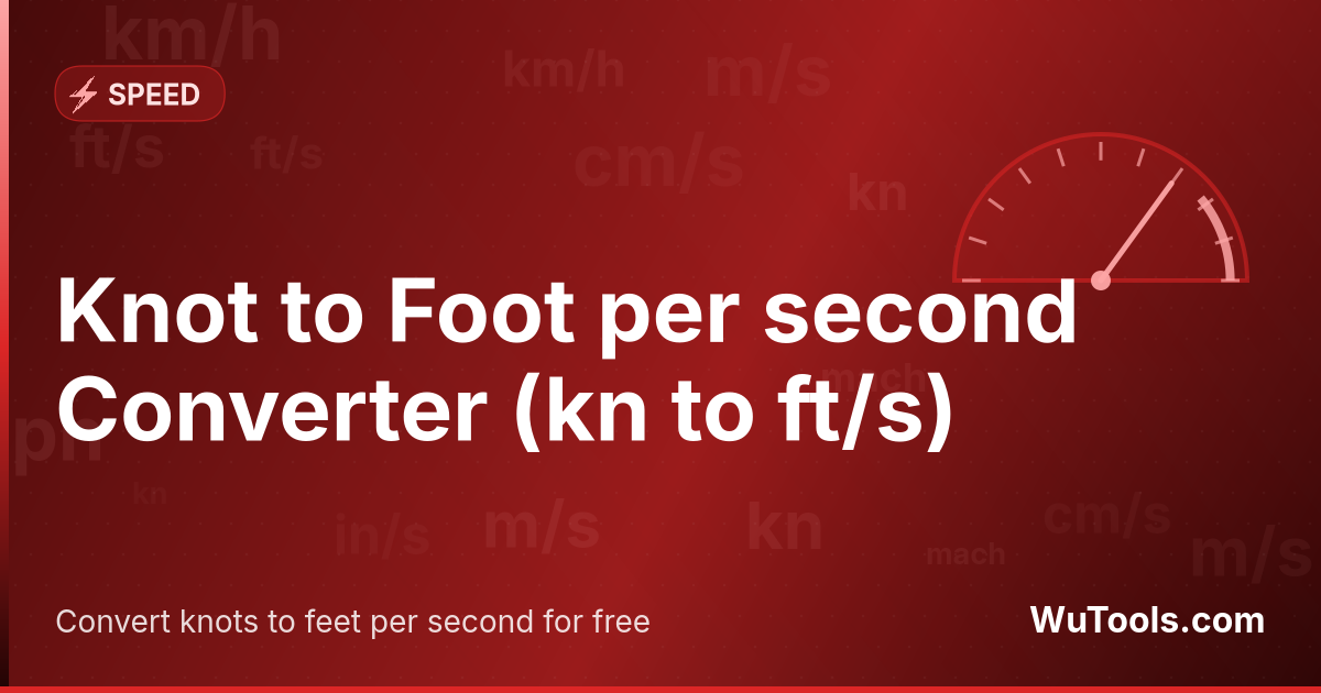 Chuyển đổi Hải lý trên giờ sang Feet trên giây — Chuyển đổi hải lý trên giờ sang feet trên giây miễn phí. 1 kn = 1,687809857101 ft/s. Công cụ chuyển đổi chính xác với cô