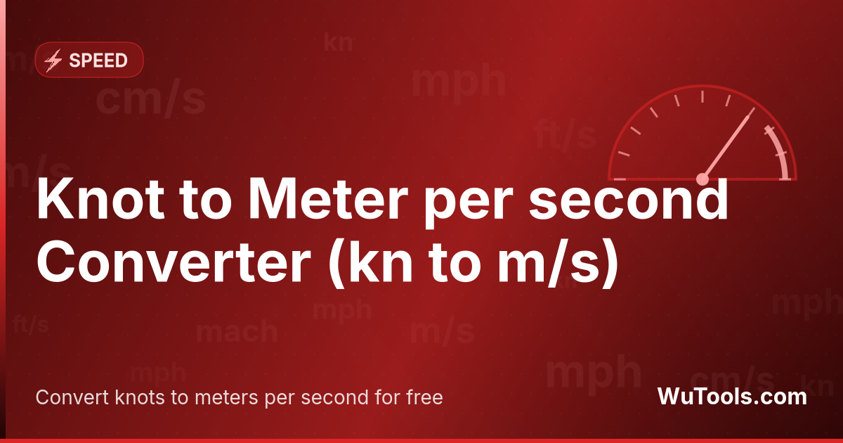 Conversor de Nó para Metro por segundo — Converta nós para metros por segundo grátis. 1 kn = 0.514444444444 m/s. Conversor preciso com fórmula, exemplos e tabela