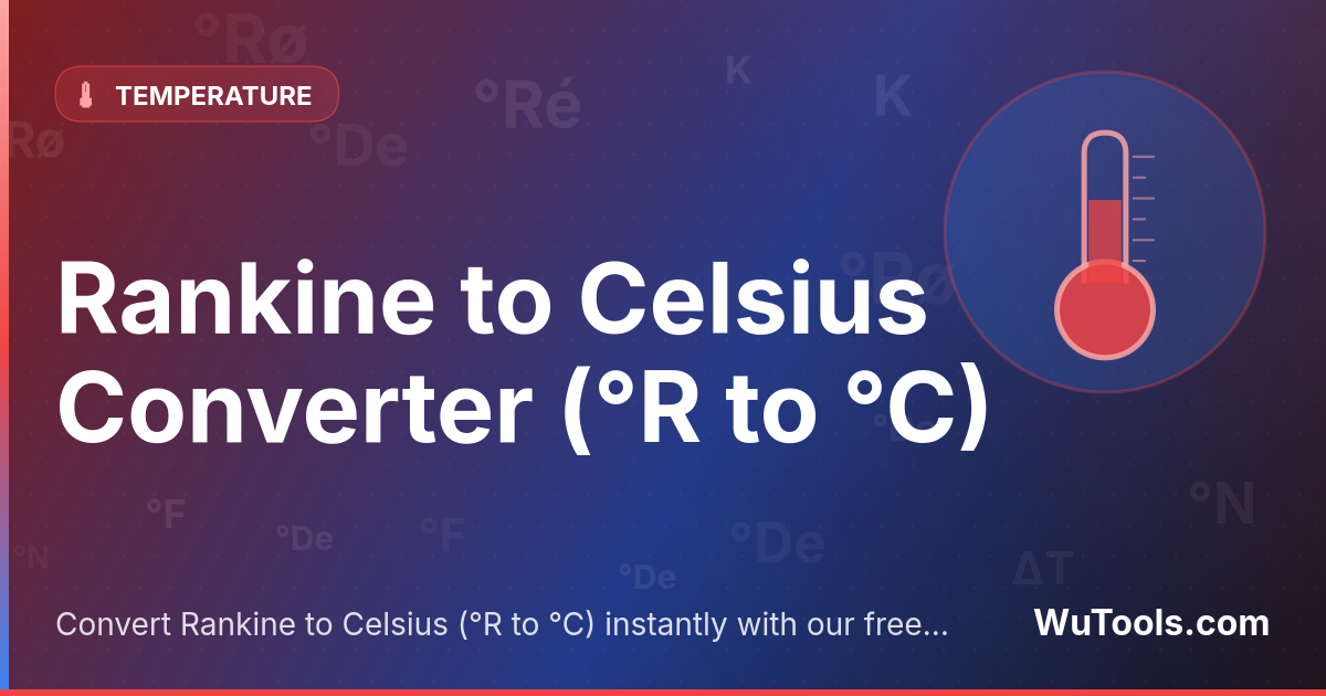 Convertisseur Rankine en Celsius — Convertissez des Rankine en Celsius (°R en °C) instantanément avec notre convertisseur en ligne gratuit. Formule °C = (°