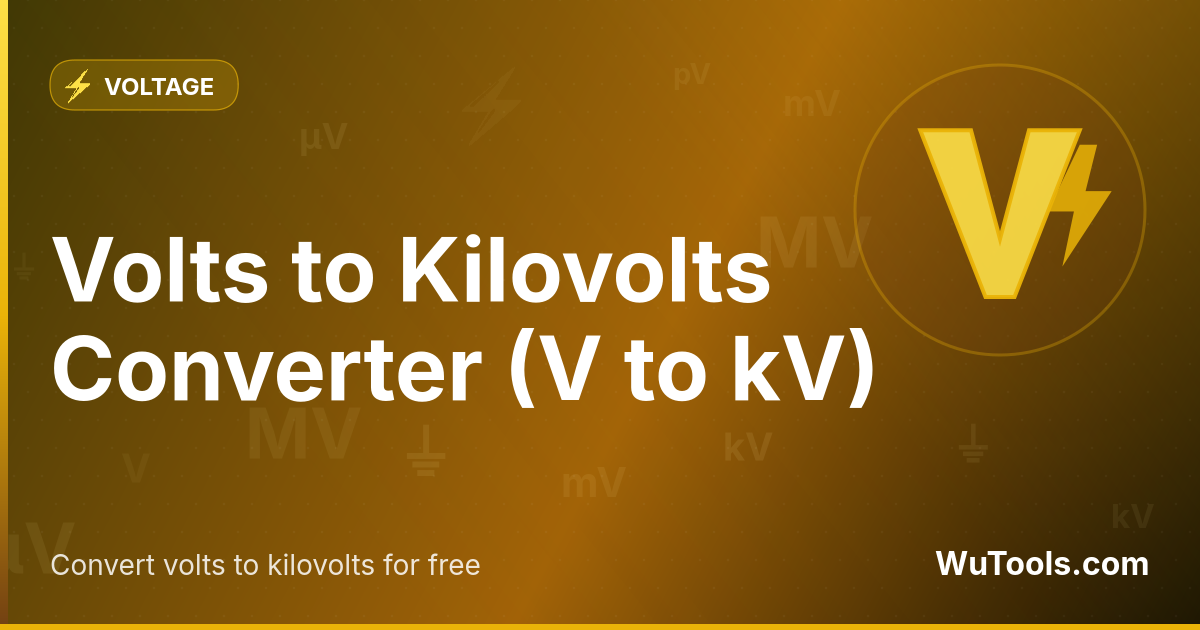 Convertisseur Volts en Kilovolts — Convertissez les volts en kilovolts (V en kV) instantanément avec notre convertisseur en ligne gratuit. Résultats précis