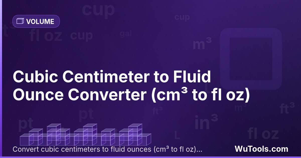 Centímetro Cúbico para Onça Líquida — Converta centímetros cúbicos para onças líquidas grátis. 1 cm³ = 0.03381402 fl oz. Conversor preciso com fórmula, exempl