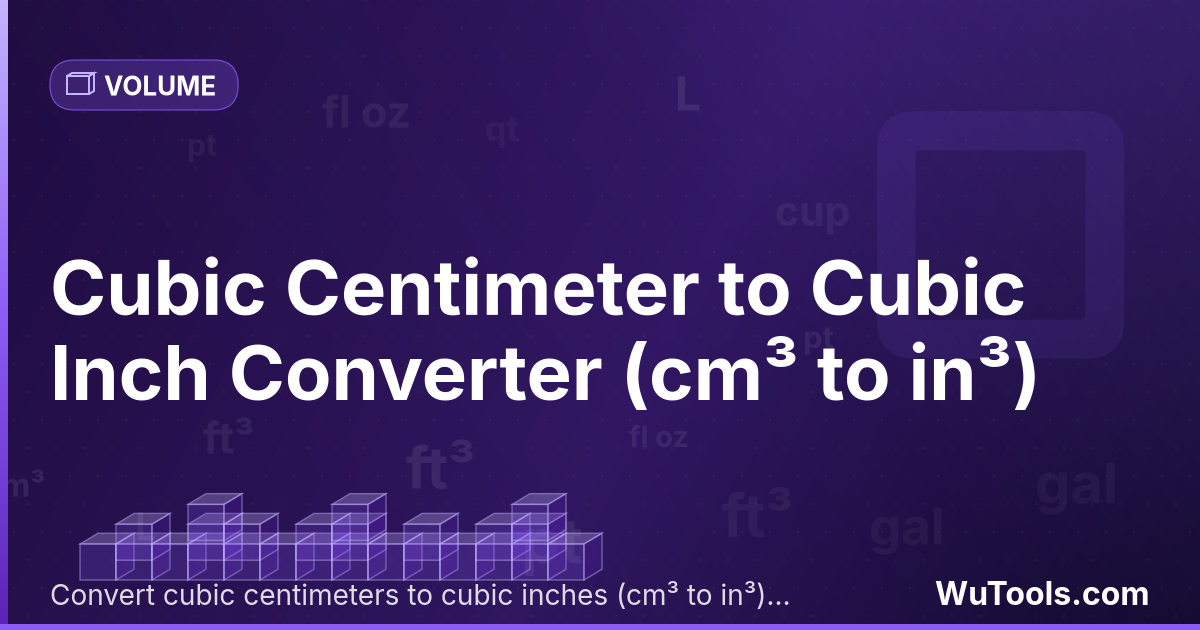 Centimètre Cube en Pouce Cube — Convertir centimètres cubes vers pouces cubes gratuitement. 1 cm³ = 0.06102374 in³. Convertisseur précis avec formule, e