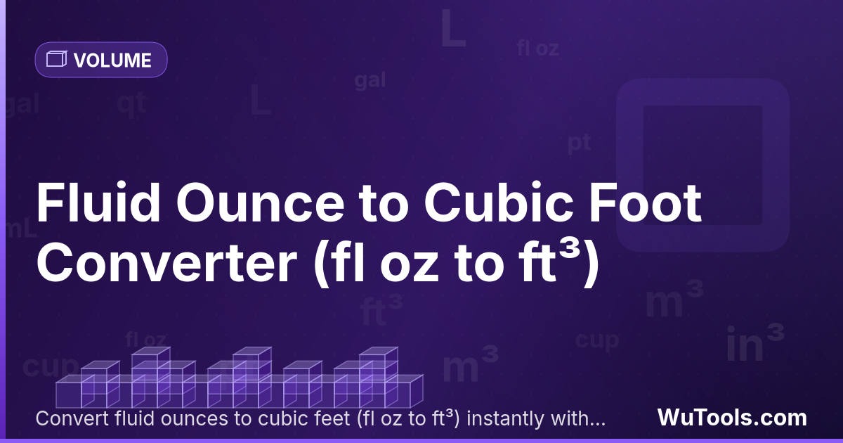 Onça Líquida para Pé Cúbico — Converta onças líquidas para pés cúbicos grátis. 1 fl oz = 0.00104438 ft³. Conversor preciso com fórmula, exemplos e tab