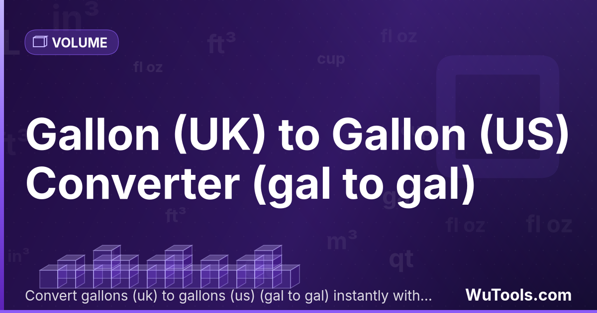 Gallon (UK) en Gallon (US) — Convertir gallons (uk) vers gallons (us) gratuitement. 1 gal = 1.20094993 gal. Convertisseur précis avec formule, exempl