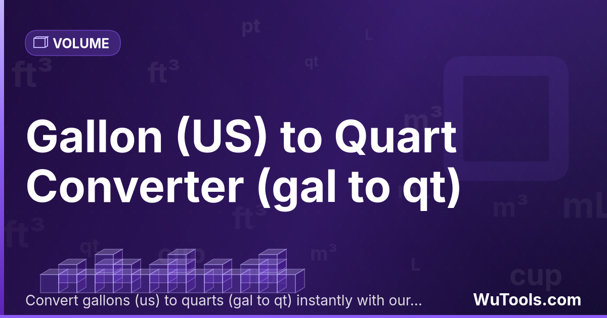 Galão (EUA) para Quarto — Converta galões (eua) para quartos grátis. 1 gal = 4 qt. Conversor preciso com fórmula, exemplos e tabela de conversão o