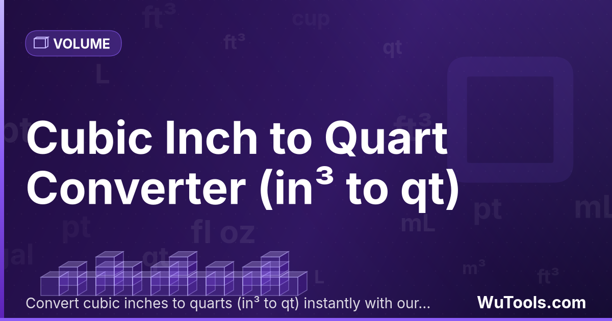 Pouce Cube en Quart — Convertir pouces cubes vers quarts gratuitement. 1 in³ = 0.01731602 qt. Convertisseur précis avec formule, exemples et t